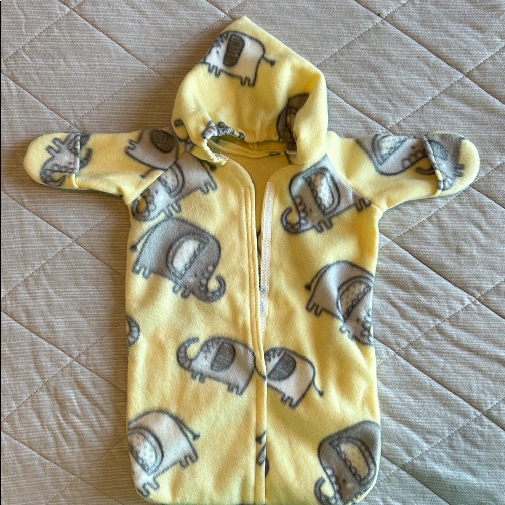 Yellow Elephant Print Baby Swaddle